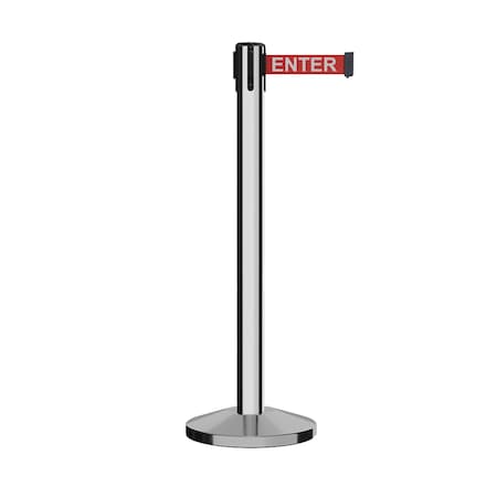 Montour Line Stanchion Belt Barrier Pol.Steel Post 14ft. Red Caution Belt ES660-PS-CAURW-140